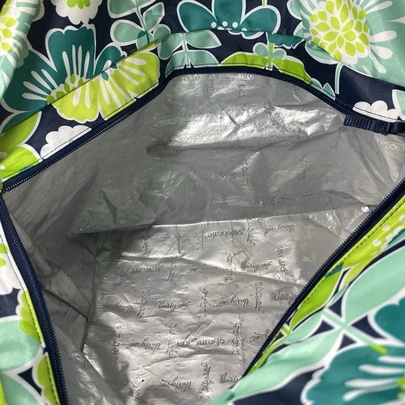 Thirty‎ One Thermal Tote Floral Lunch picnic Bag Cooler Blue/Green Sz.15x21x10" - Picture 9 of 11